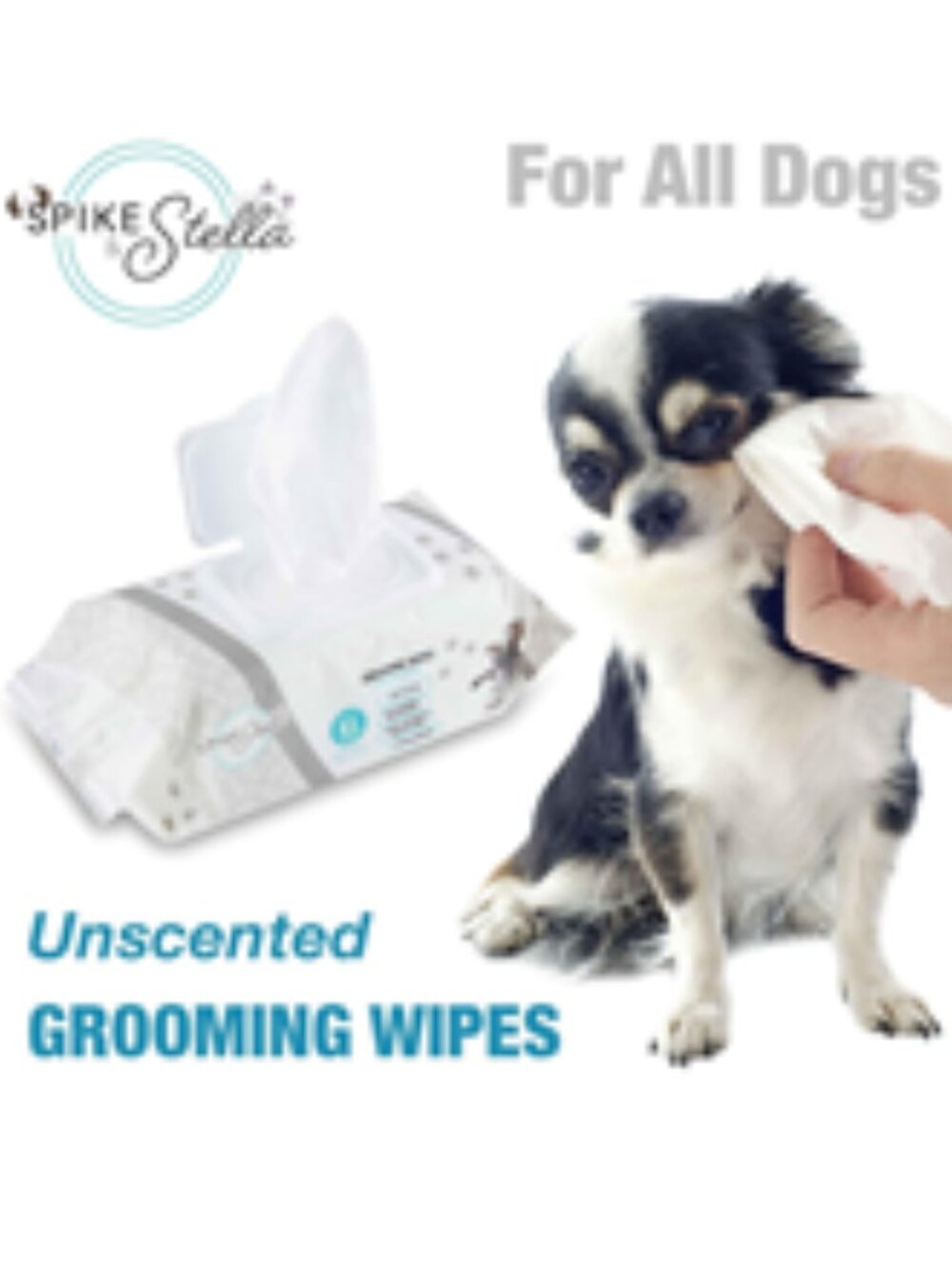 2 NEW packages of Spike & Stella Unscented XL Grooming Wipes,Total of 220 Wipes